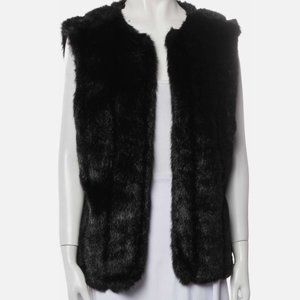 INC International Concepts Black Faux Fur Vest